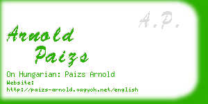 arnold paizs business card